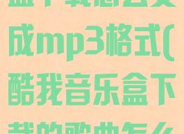 手机酷我音乐盒下载怎么变成mp3格式(酷我音乐盒下载的歌曲怎么传到u盘)