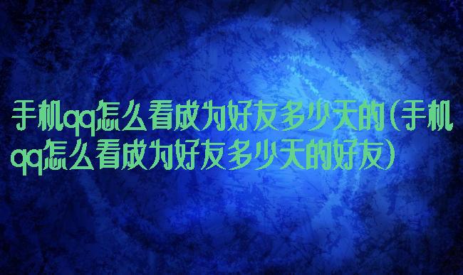 手机qq怎么看成为好友多少天的(手机qq怎么看成为好友多少天的好友)