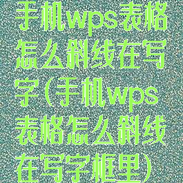 手机wps表格怎么斜线在写字(手机wps表格怎么斜线在写字框里)