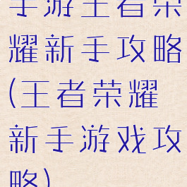 手游王者荣耀新手攻略(王者荣耀新手游戏攻略)
