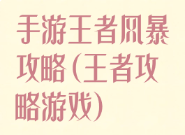 手游王者风暴攻略(王者攻略游戏)