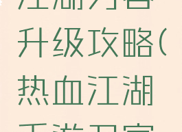手游热血江湖刀客升级攻略(热血江湖手游刀客攻略大全)
