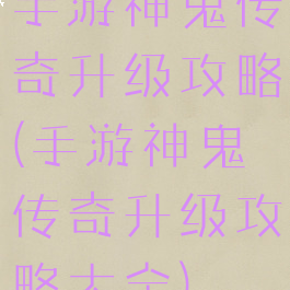 手游神鬼传奇升级攻略(手游神鬼传奇升级攻略大全)