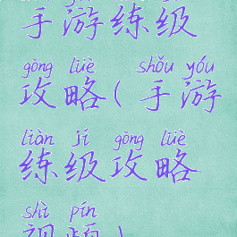 手游练级攻略(手游练级攻略视频)