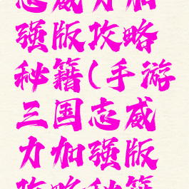手游三国志威力加强版攻略秘籍(手游三国志威力加强版攻略秘籍怎么用)