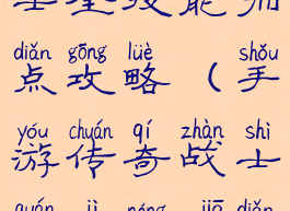 手游传奇战士全技能加点攻略(手游传奇战士全技能加点攻略视频)