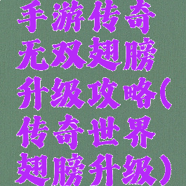 手游传奇无双翅膀升级攻略(传奇世界翅膀升级)