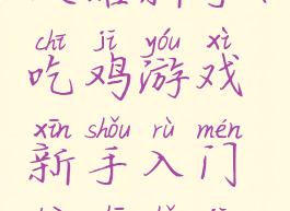 手游吃鸡攻略新手(吃鸡游戏新手入门必知手机版)