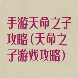 手游天命之子攻略(天命之子游戏攻略)