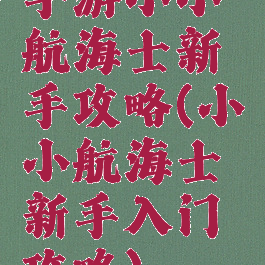 手游小小航海士新手攻略(小小航海士新手入门攻略)