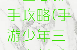 手游少年三国志新手攻略(手游少年三国志新手攻略视频)