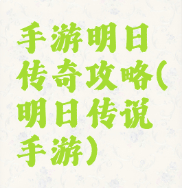 手游明日传奇攻略(明日传说手游)