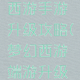 手游梦幻西游手游升级攻略(梦幻西游端游升级攻略)
