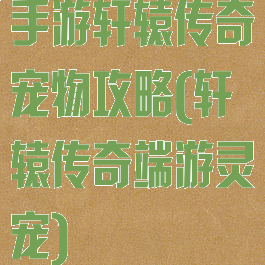 手游轩辕传奇宠物攻略(轩辕传奇端游灵宠)