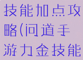 手游问道力技能加点攻略(问道手游力金技能加法)