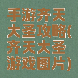 手游齐天大圣攻略(齐天大圣游戏图片)