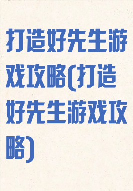 打造好先生游戏攻略(打造好先生游戏攻略)