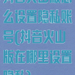 抖音火山版怎么设置隐私账号(抖音火山版在哪里设置隐私)