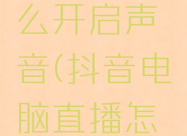 抖音电脑版直播怎么开启声音(抖音电脑直播怎么开语音直播)