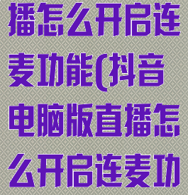 抖音电脑版直播怎么开启连麦功能(抖音电脑版直播怎么开启连麦功能设置)