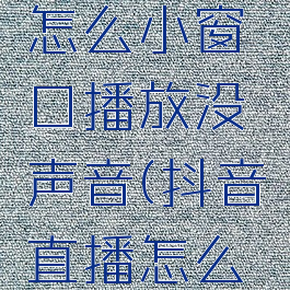 抖音直播怎么小窗口播放没声音(抖音直播怎么设置小窗)