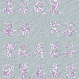 抖音等级价格对照表最新(抖音等级价格对照表最新消息)