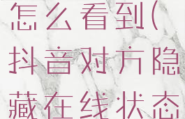抖音对方隐藏在线状态怎么看到(抖音对方隐藏在线状态怎么看到呢)