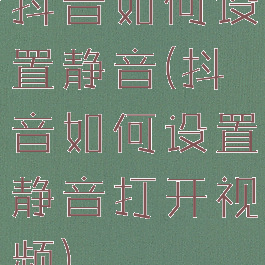 抖音如何设置静音(抖音如何设置静音打开视频)