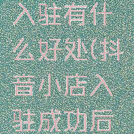 抖音小店入驻有什么好处(抖音小店入驻成功后怎么操作)