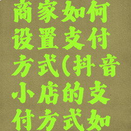 抖音小店商家如何设置支付方式(抖音小店的支付方式如何设置)