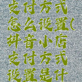 抖音小店支付方式怎么设置(抖音小店支付方式设置是什么意思)