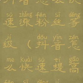 抖音怎么快速涨粉丝等级(抖音怎么快速提高粉丝等级)