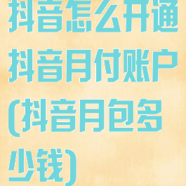 抖音怎么开通抖音月付账户(抖音月包多少钱)