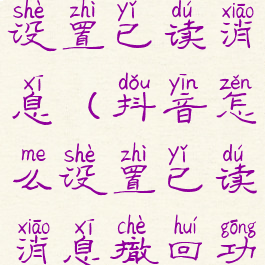 抖音怎么设置已读消息(抖音怎么设置已读消息撤回功能)