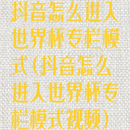抖音怎么进入世界杯专栏模式(抖音怎么进入世界杯专栏模式视频)