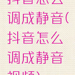 抖音怎么调成静音(抖音怎么调成静音视频)