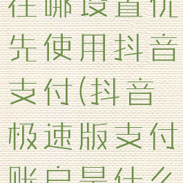 抖音极速版在哪设置优先使用抖音支付(抖音极速版支付账户是什么)