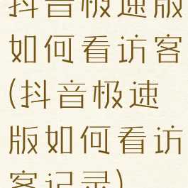 抖音极速版如何看访客(抖音极速版如何看访客记录)