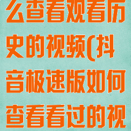 抖音极速版怎么查看观看历史的视频(抖音极速版如何查看看过的视频)