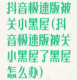 抖音极速版被关小黑屋(抖音极速版被关小黑屋了黑屋怎么办)