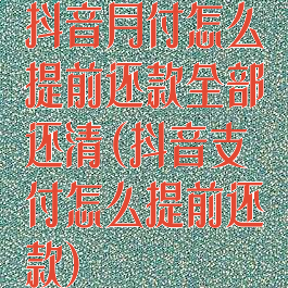 抖音月付怎么提前还款全部还清(抖音支付怎么提前还款)