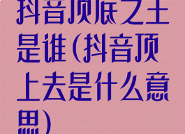 抖音顶底之王是谁(抖音顶上去是什么意思)