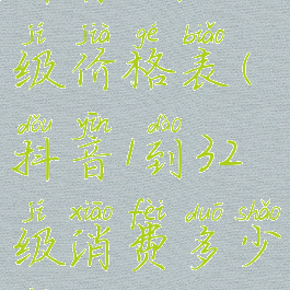 抖音1到31级价格表(抖音1到32级消费多少钱)