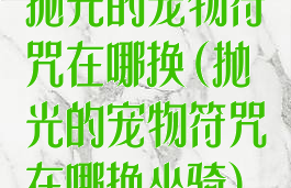 抛光的宠物符咒在哪换(抛光的宠物符咒在哪换坐骑)