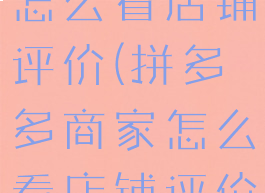 拼多多商家怎么看店铺评价(拼多多商家怎么看店铺评价数据)