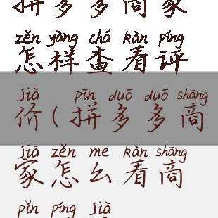 拼多多商家怎样查看评价(拼多多商家怎么看商品评价)