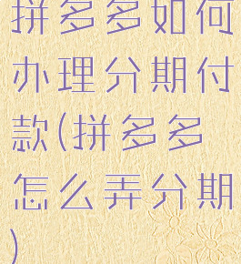 拼多多如何办理分期付款(拼多多怎么弄分期)