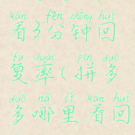 拼多多怎么看3分钟回复率(拼多多哪里看回复率)