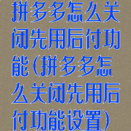 拼多多怎么关闭先用后付功能(拼多多怎么关闭先用后付功能设置)