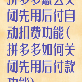 拼多多怎么关闭先用后付自动扣费功能(拼多多如何关闭先用后付款功能)